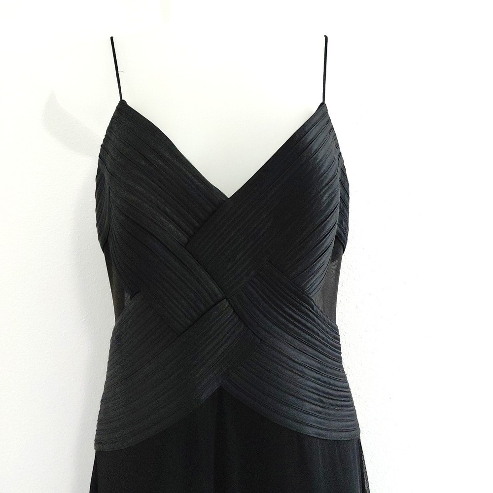 Evening Bandage‎ Corset Dress SMALL Black Mesh Flair Vampire Fairygoth VTG Sheer - Picture 5 of 16